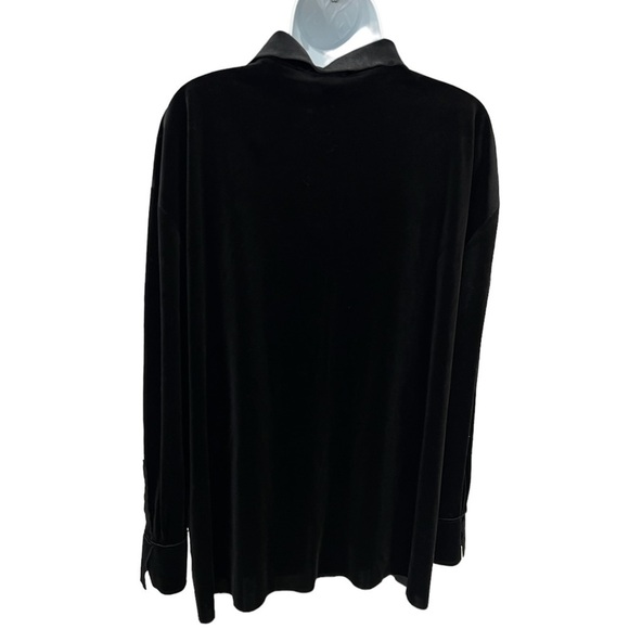 Norma Kamali black velvet oversized NK Velcro button shirt size XS Revolve - Picture 5 of 13
